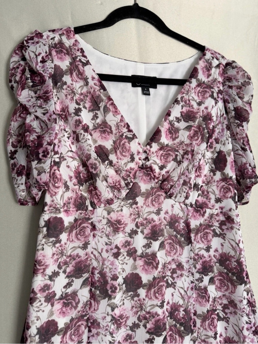 connected apparel Mauve Pink Floral V-Neck Midi Dress - Picture 2 of 8